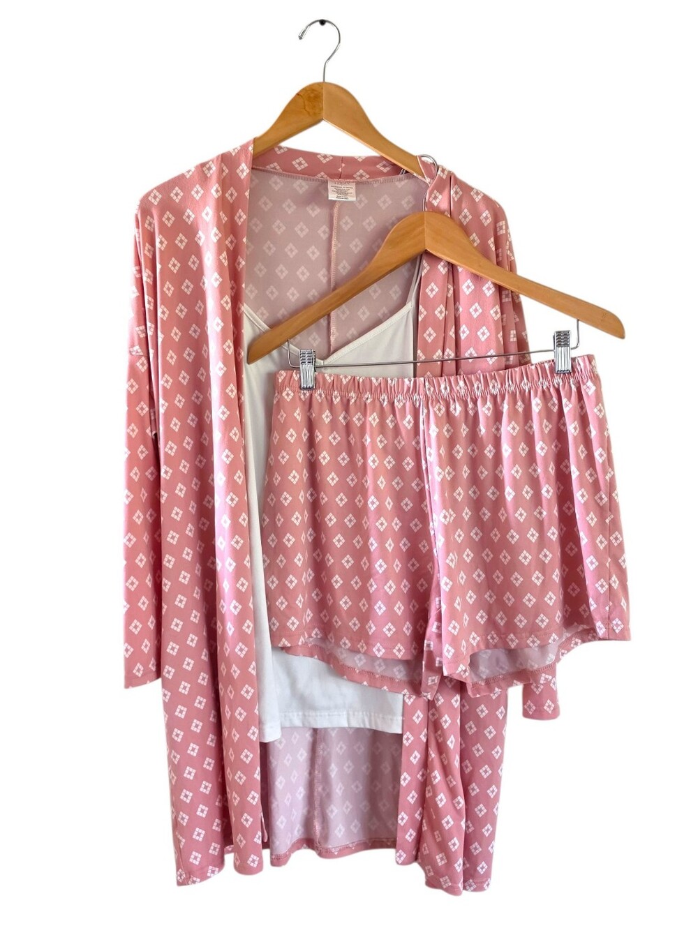 Serra 3 Piece Loungewear Pajama Set Sz L Shorts Camisole Robe Comfort Sleepwear